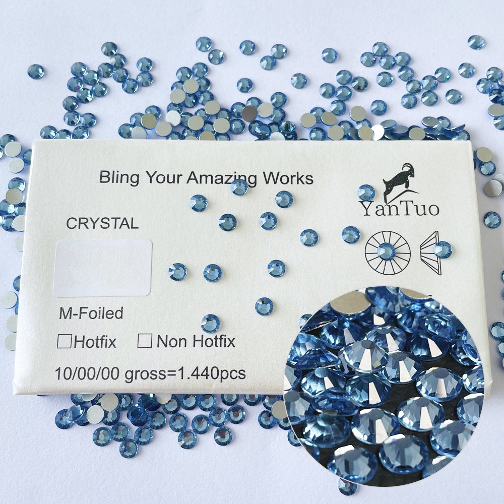 Yantuo high quality Lt.sapphire Nail Art Rhinestones Supplier Non Hot Fix Glass Strass wholesale Rhinestones ss3-ss20 Loose