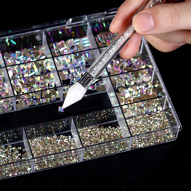 1850/2800/3100PCS/Box Hight Quality Multi Shape Glass Crystal Pink AB Rhinestone Flatback Nail Art Fancy Rhinestone Set Kit