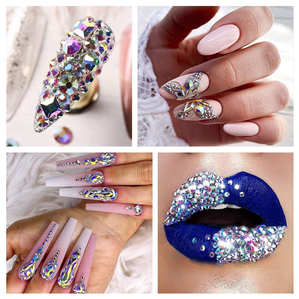 1850/2800/3100PCS/Box Hight Quality Multi Shape Glass Crystal Pink AB Rhinestone Flatback Nail Art Fancy Rhinestone Set Kit