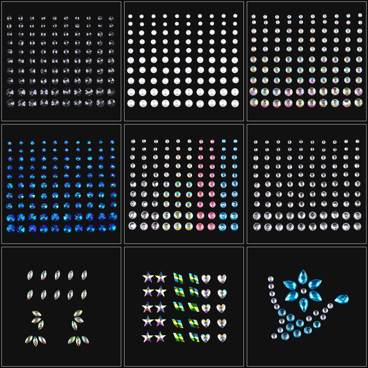 Face Gems Eye Jewels Rhinestones Gems Crystals Pearls Stickers Festival Diamonds for Face Makeup