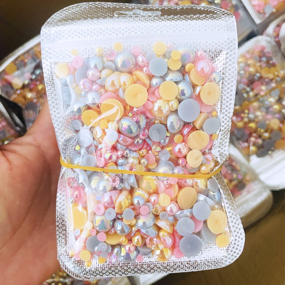 Yantuo 30g Mixed Packaging Jelly Rhinestones Hot Selling Round Flatback Pearl For DIY Shoes Garments Bags Decoration Nail Art