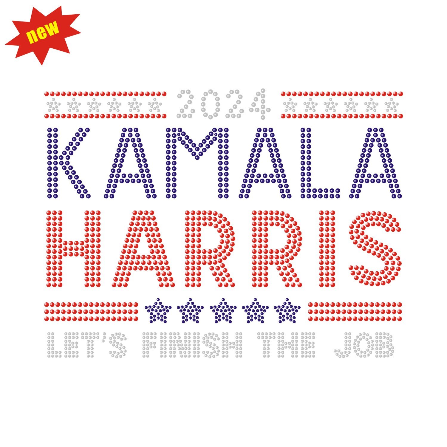 New Arrival kamala Harris Hot Fix Rhinestone Transfer Custom Rhinestone Heat Transfer for Shirt
