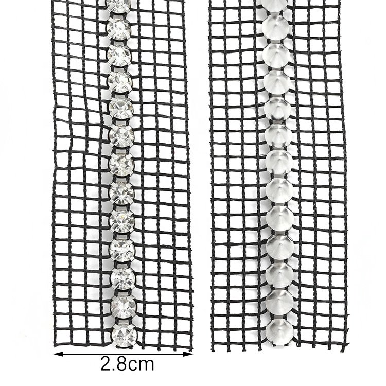 Global supply chain single row mesh drill women's shoes dress accessories mesh rhinestone fabric