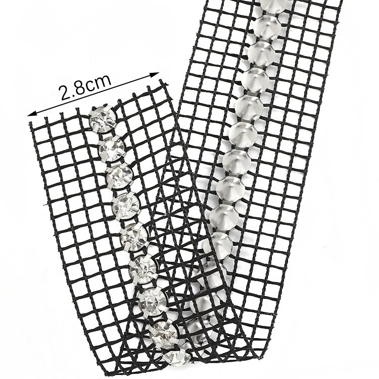 Global supply chain single row mesh drill women's shoes dress accessories mesh rhinestone fabric