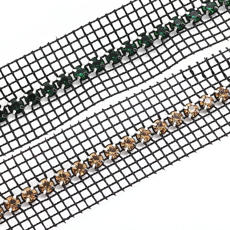 Global supply chain single row mesh drill women's shoes dress accessories mesh rhinestone fabric