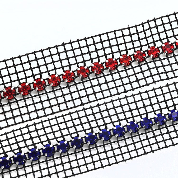 Global supply chain single row mesh drill women's shoes dress accessories mesh rhinestone fabric