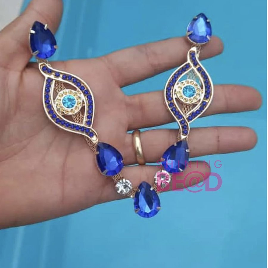 Fashion metal crystal rhinestone sandal decorative chain connector blue pink slipper shoe chain accessories decoration