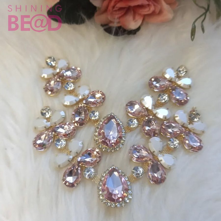 Fashion metal crystal rhinestone sandal decorative chain connector blue pink slipper shoe chain accessories decoration