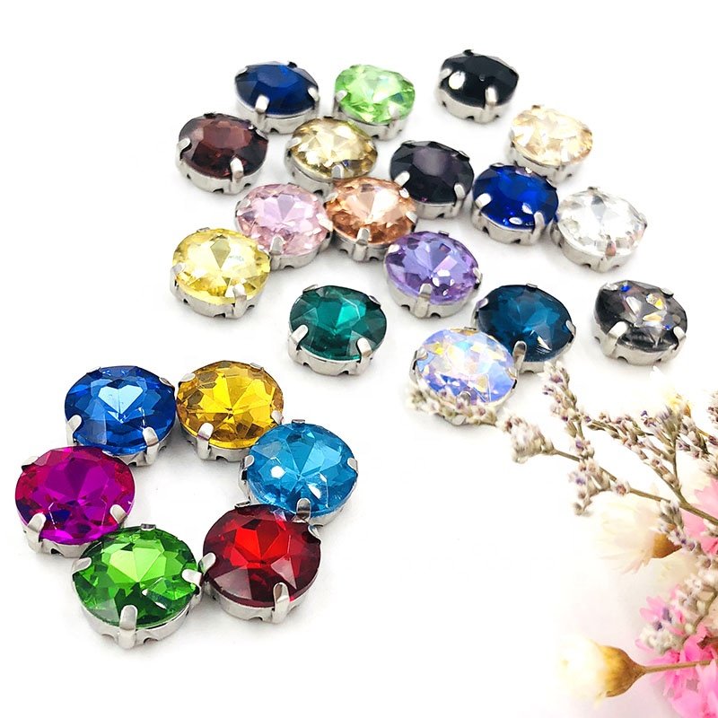 Sew On Round Shape Rhinestones With Silver Claw