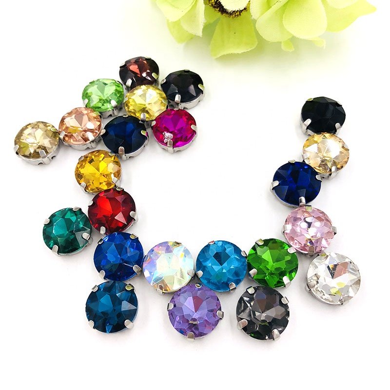 Sew On Round Shape Rhinestones With Silver Claw