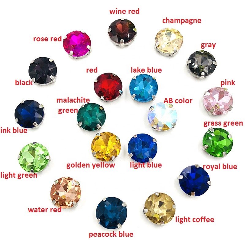 Sew On Round Shape Rhinestones With Silver Claw