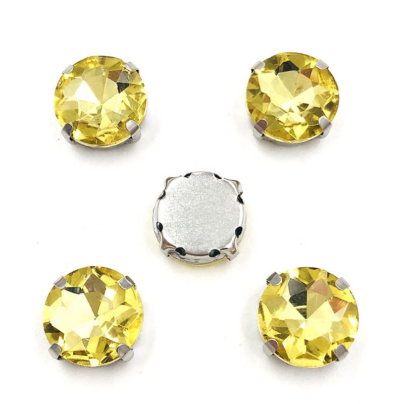 Sew On Round Shape Rhinestones With Silver Claw