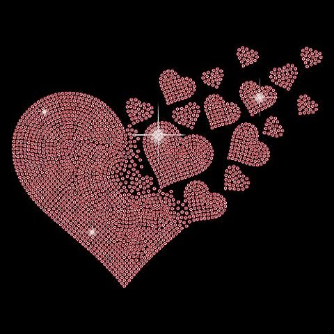 Wholesale T Shirts Custom Printing Heat Press Rhinestone Transfers Heart Shape Rhinestone Heat Transfers