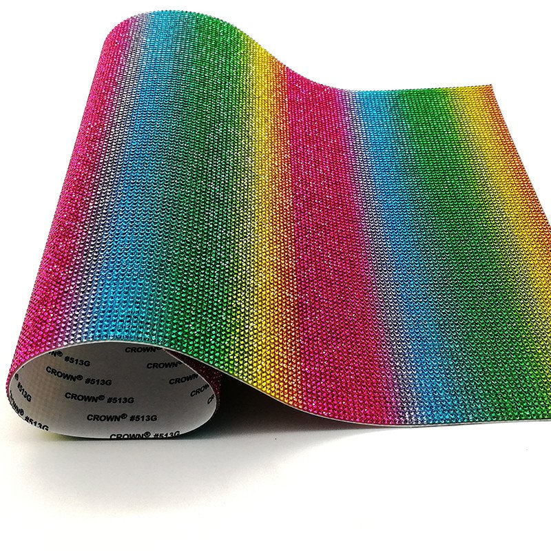 40*24 cm rainbow Bling Self Adhesive and Hot fix Rhinestone Sheet rhinestone sticker