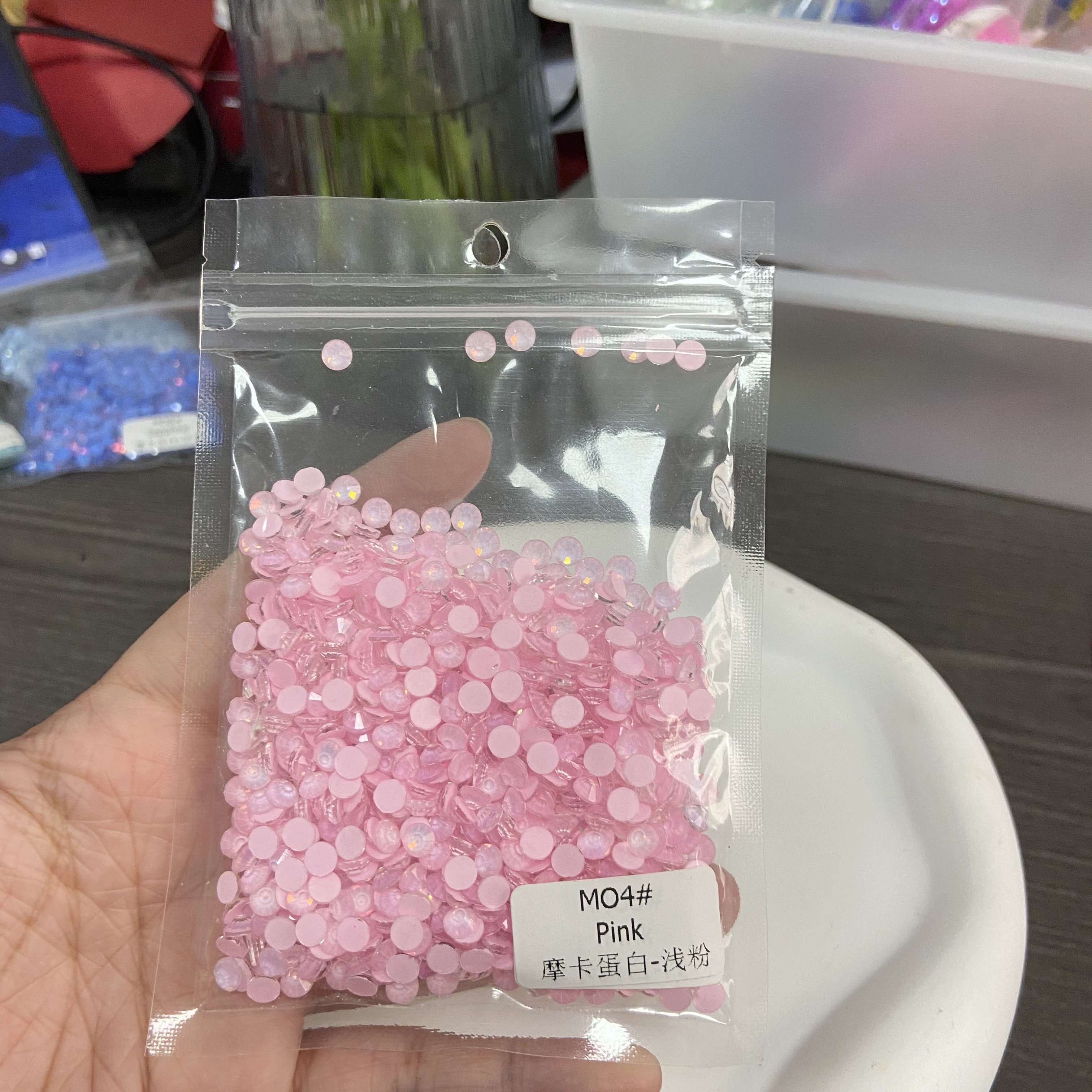 WHATSTONE Pink Mocca Opal Color Non Hotfix Glass Crystal AB Rhinestone Wholesale For BIKINI DIY