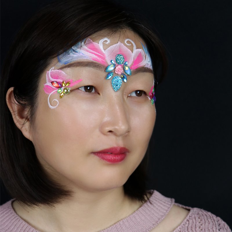 GP Holographic Rhinestone Face Gem Stick on Crystal Face Jewel Stickers Mermaid Face Jewels for Rave Carnival Festival Party