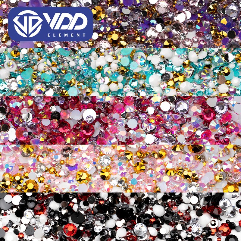 VDD S55-34 30g Mix Size 2-6mm Resin Rhinestones Crystals Color AB Flat Back Stones DIY Crafts Nail Art Decoration SS Series