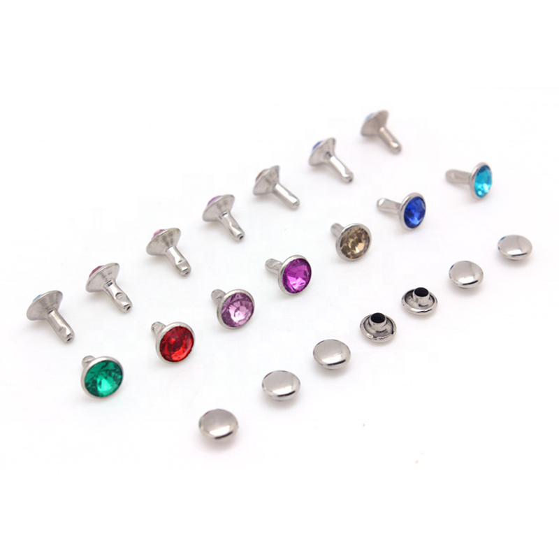 Decoration Clothing Garment Rivet 5MM 6MM 7MM 8MM 9MM 10MM Colorful Metal Acrylic Diamond Crystal Rhinestone Stud Rivet