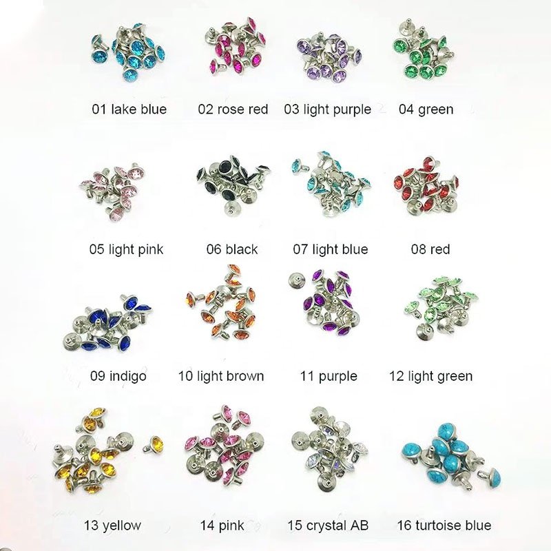 Decoration Clothing Garment Rivet 5MM 6MM 7MM 8MM 9MM 10MM Colorful Metal Acrylic Diamond Crystal Rhinestone Stud Rivet
