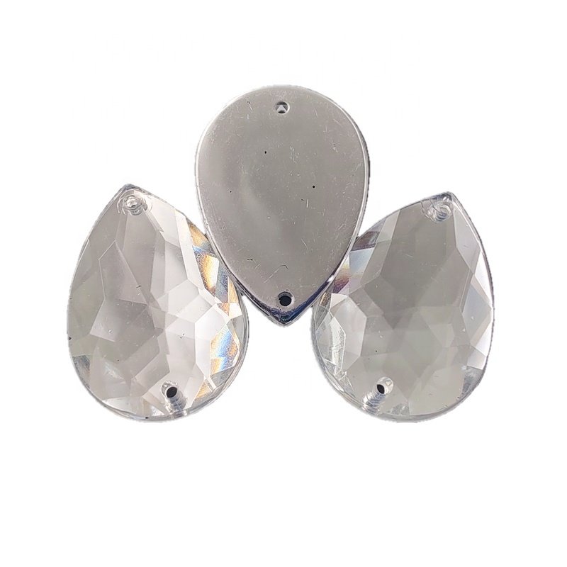 Free sample 3D DIY Flat Back Glass Crystal Drop Around Acrylic AB Diamond Sew On Rhinestone