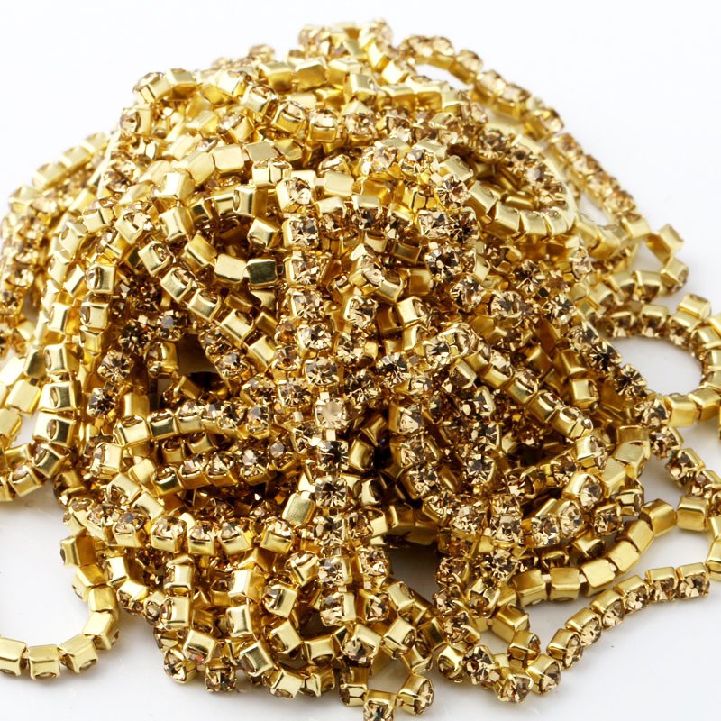 Wholesale Crystal Ss4-ss16 High Dense Claw Rhinestone Cup Chain Rhinestones Chain Trimming For Diy Decoration Jewelry
