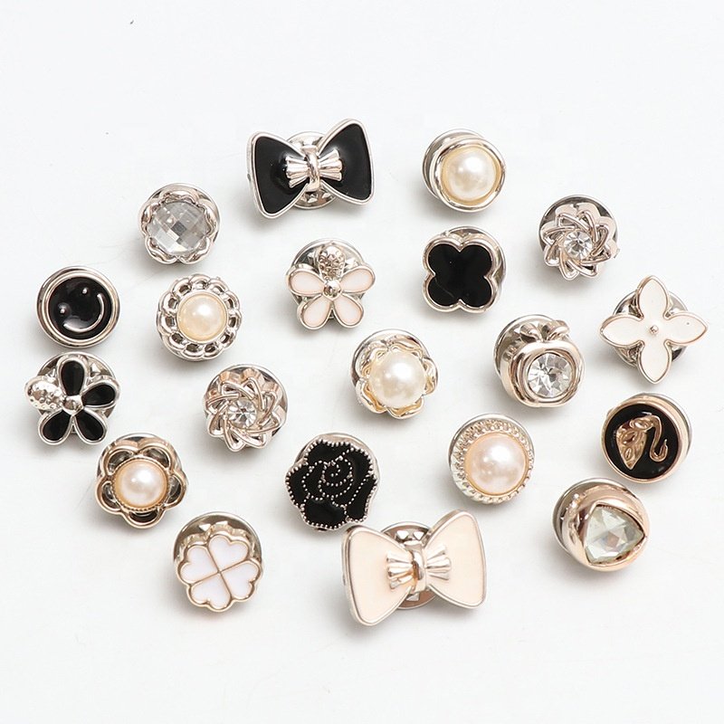 Metal Rhinestone Buttons Luxury Pearl Crystal Shank Buttons for Clothing DIY Sewing Sweater Accessories Wholesale