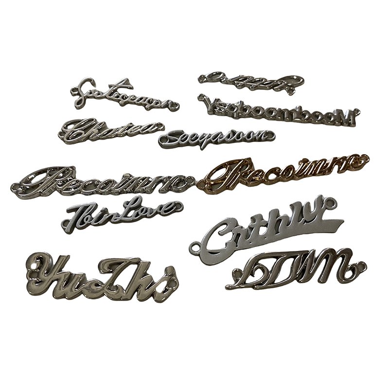 Custom logo Metal purse Clothing duffel bag Lettered rhinestone sequins Handmade ID Tag Hardware Metal tag for bags