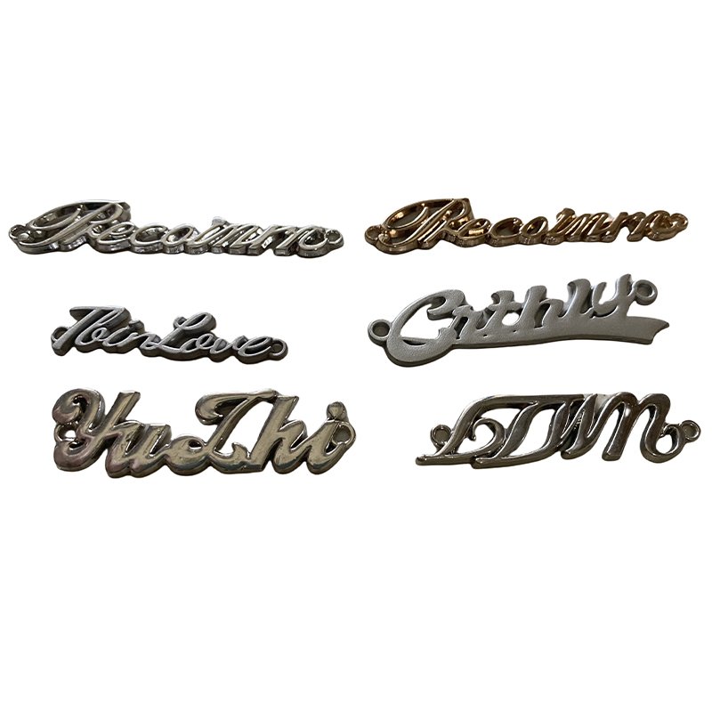 Custom logo Metal purse Clothing duffel bag Lettered rhinestone sequins Handmade ID Tag Hardware Metal tag for bags