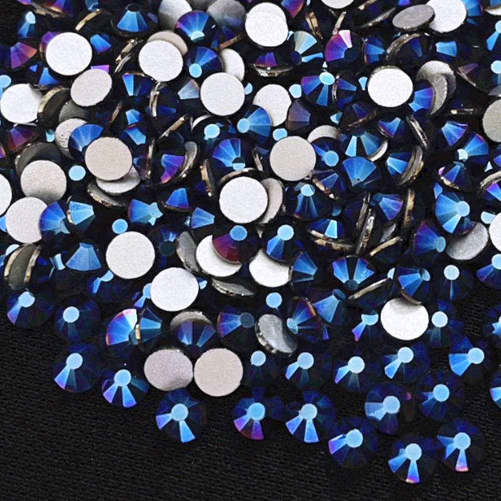 High Quality Non-Hot Fix Crystal Rhinestones Metallic blue round Nail Flatback Glass Stone for Shoes Garments Phone Cases Bags