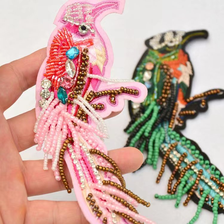 pearl rhinestone sequin vintage sewing custom embroidered letter s applique bead patches for Garment