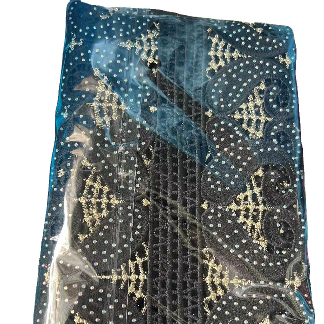 New Polyester Africa French Flower Lace Trim With Beads Rhinestone Trimming For Dress