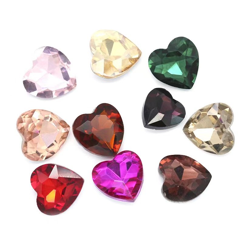 Customization Lovely Heart Glass Fancy Rhinestones for Art Decoration Jewelry Making