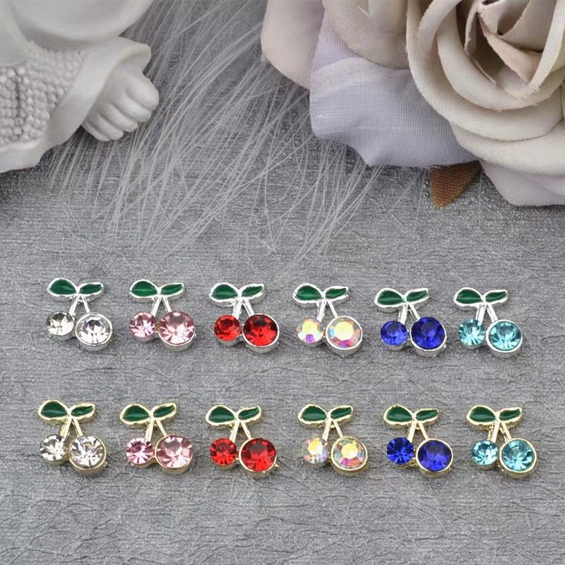 Wholesale Cherry Jewelry Designer Nail Charms Metal Nail Rhinestones Decoration For DIY Nail Art