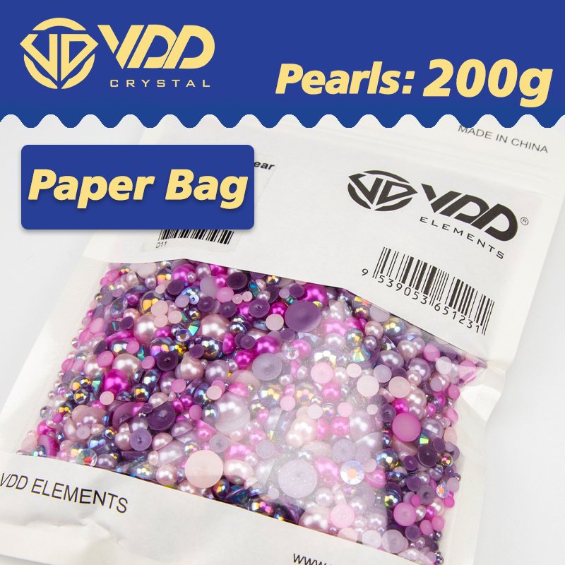 VDD 30/60/100/200g Wholesale Mix Size ABS Half Round Pearls Flatback Beads Color Resin Rhinestone Crafts Nail Art DIY Decoration