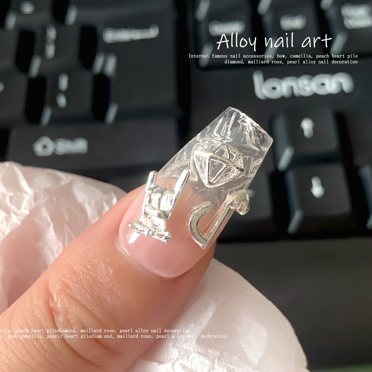 10pcs Fancy Crystal Rhinestone Silver gold Music Sign Musical instrument Deco Metal Charms Metal Deco Charms Nail Art