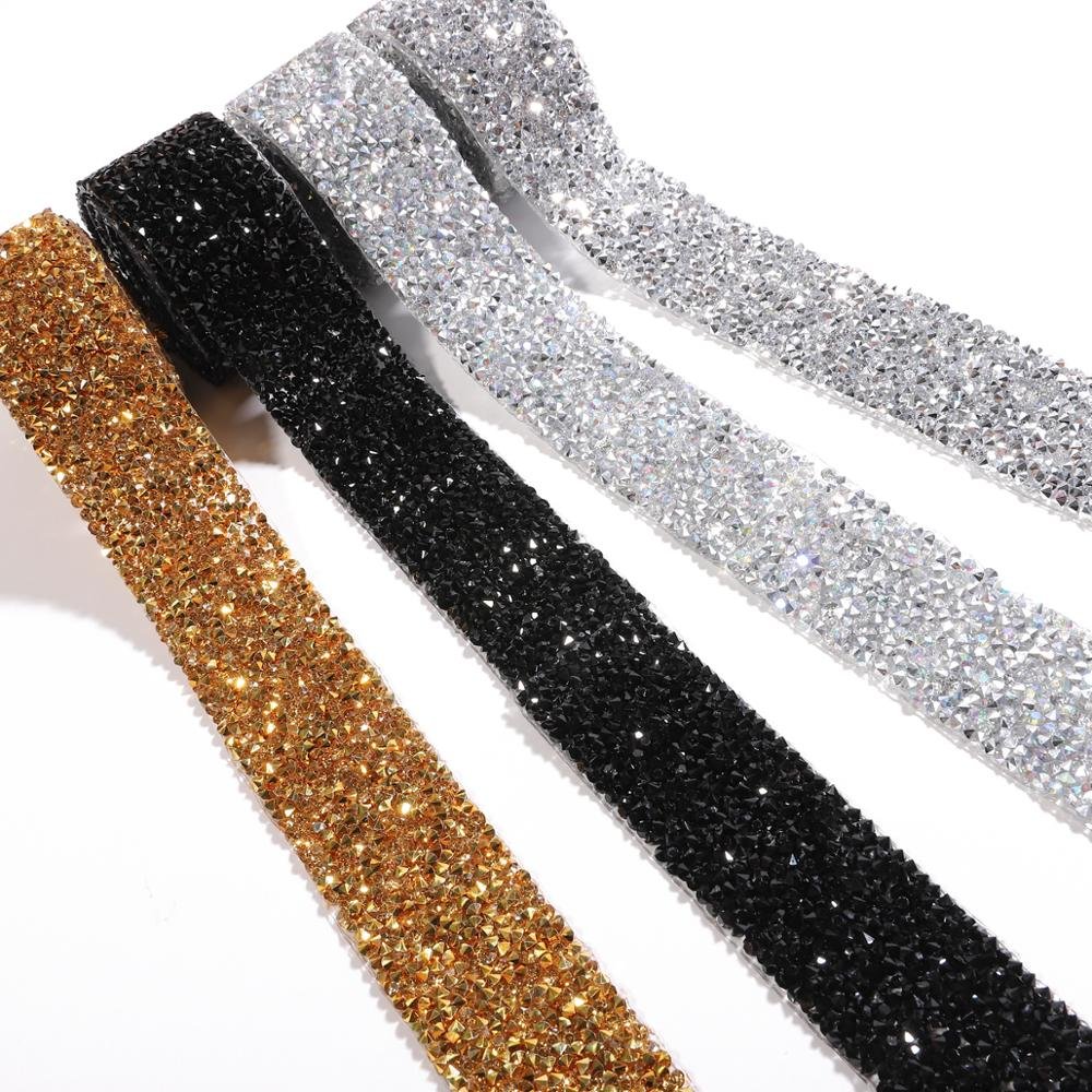 1 Yard Sewing Crystal Motif Strass Hot Fix Rhinestone Trim Applicator Ribbon With Rhinestones Iron On Appliques For Dresses