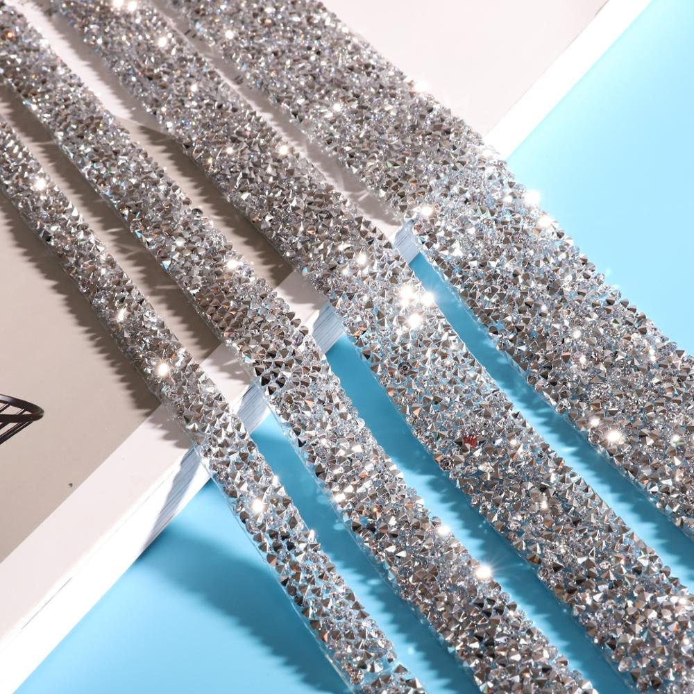 1 Yard Sewing Crystal Motif Strass Hot Fix Rhinestone Trim Applicator Ribbon With Rhinestones Iron On Appliques For Dresses