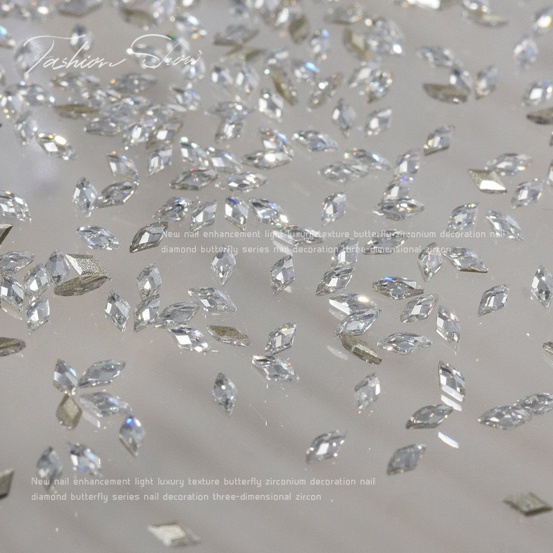 YOYAA 50pcs/Box Flat Back Rhombus Glass Shiny White Pink Colors DIY Nail Art Rhinestone For Decoration