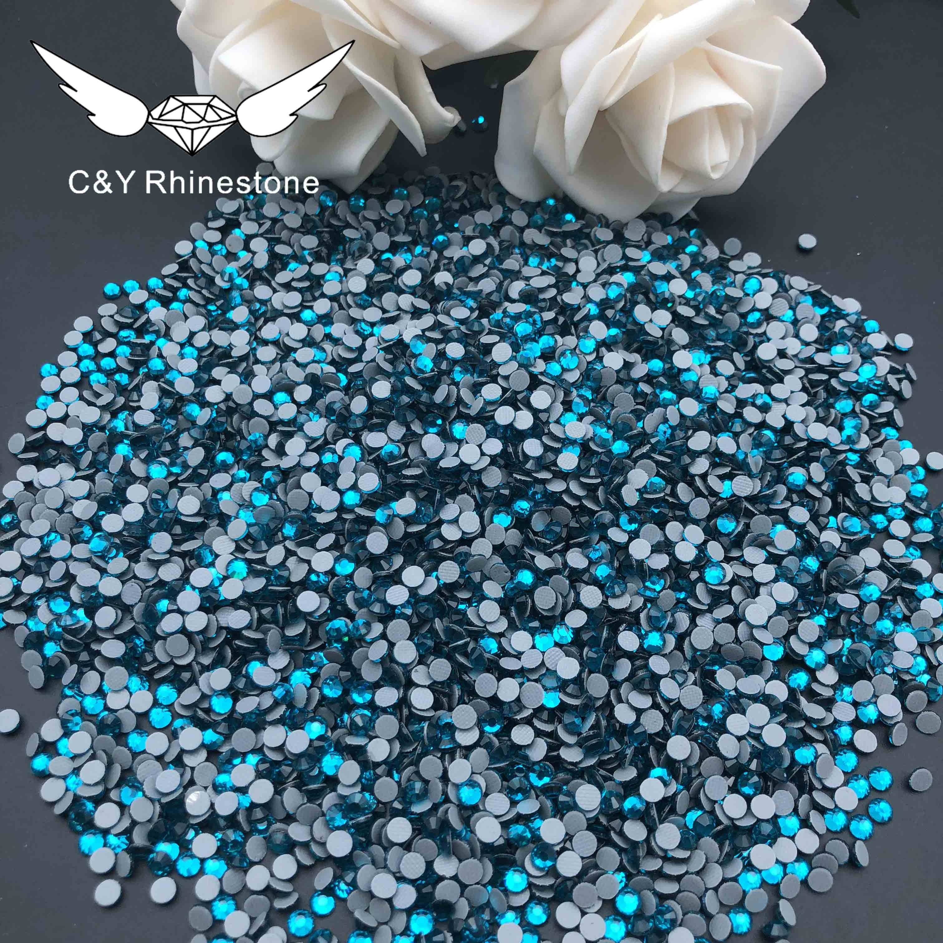 CY Peacock Blue Factory Wholesale Bulk Hot Fix Flat Back Iron On Rhinestone Hotfix