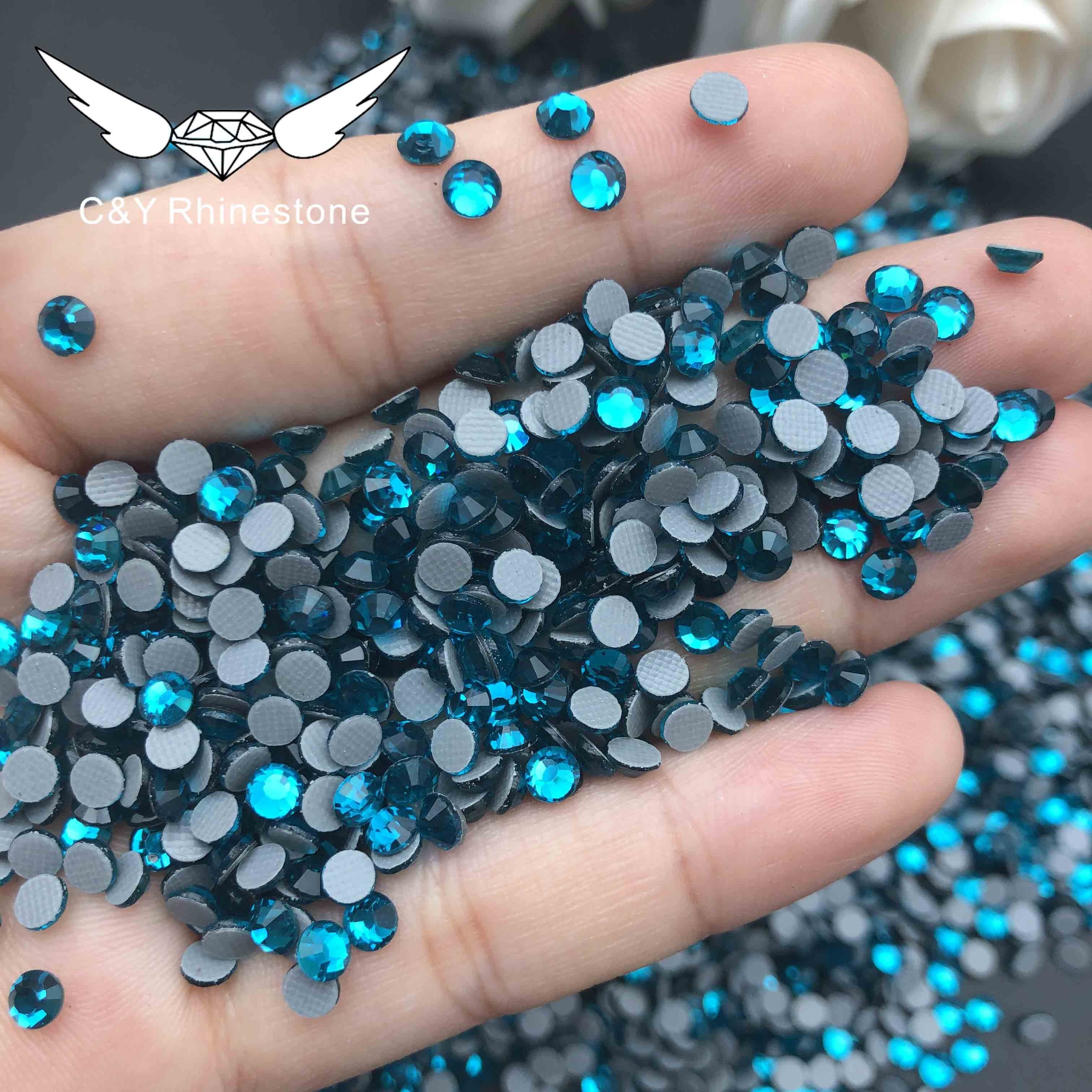 CY Peacock Blue Factory Wholesale Bulk Hot Fix Flat Back Iron On Rhinestone Hotfix