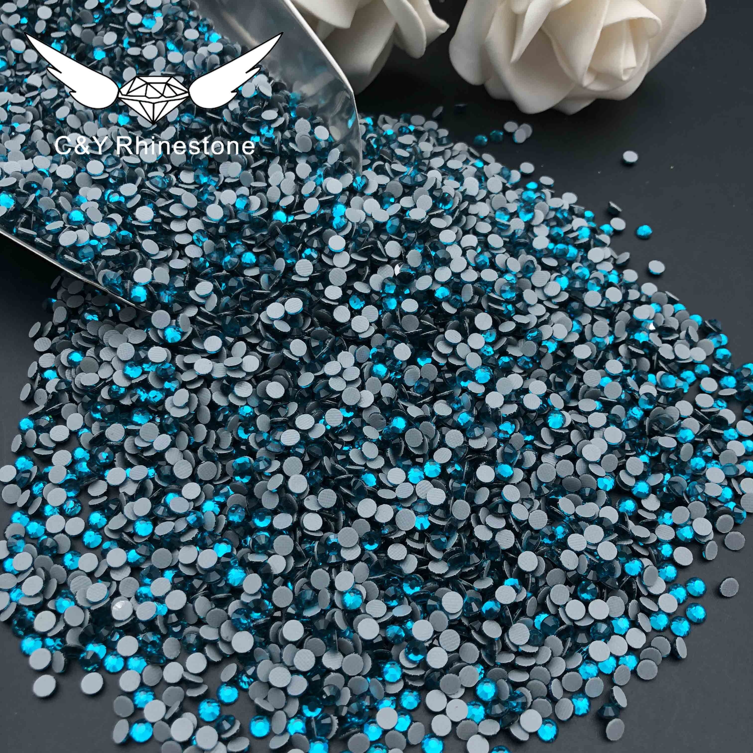 CY Peacock Blue Factory Wholesale Bulk Hot Fix Flat Back Iron On Rhinestone Hotfix