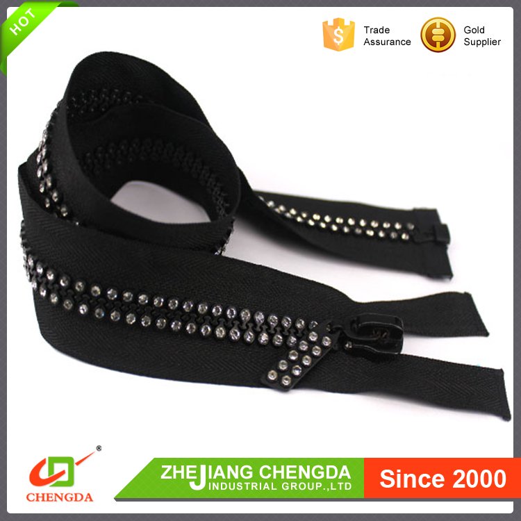 CHENGDA New Southeast Asia Rhinestone Zipper stone plastic zipper