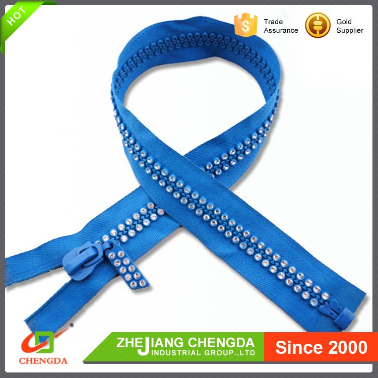CHENGDA New Southeast Asia Rhinestone Zipper stone plastic zipper