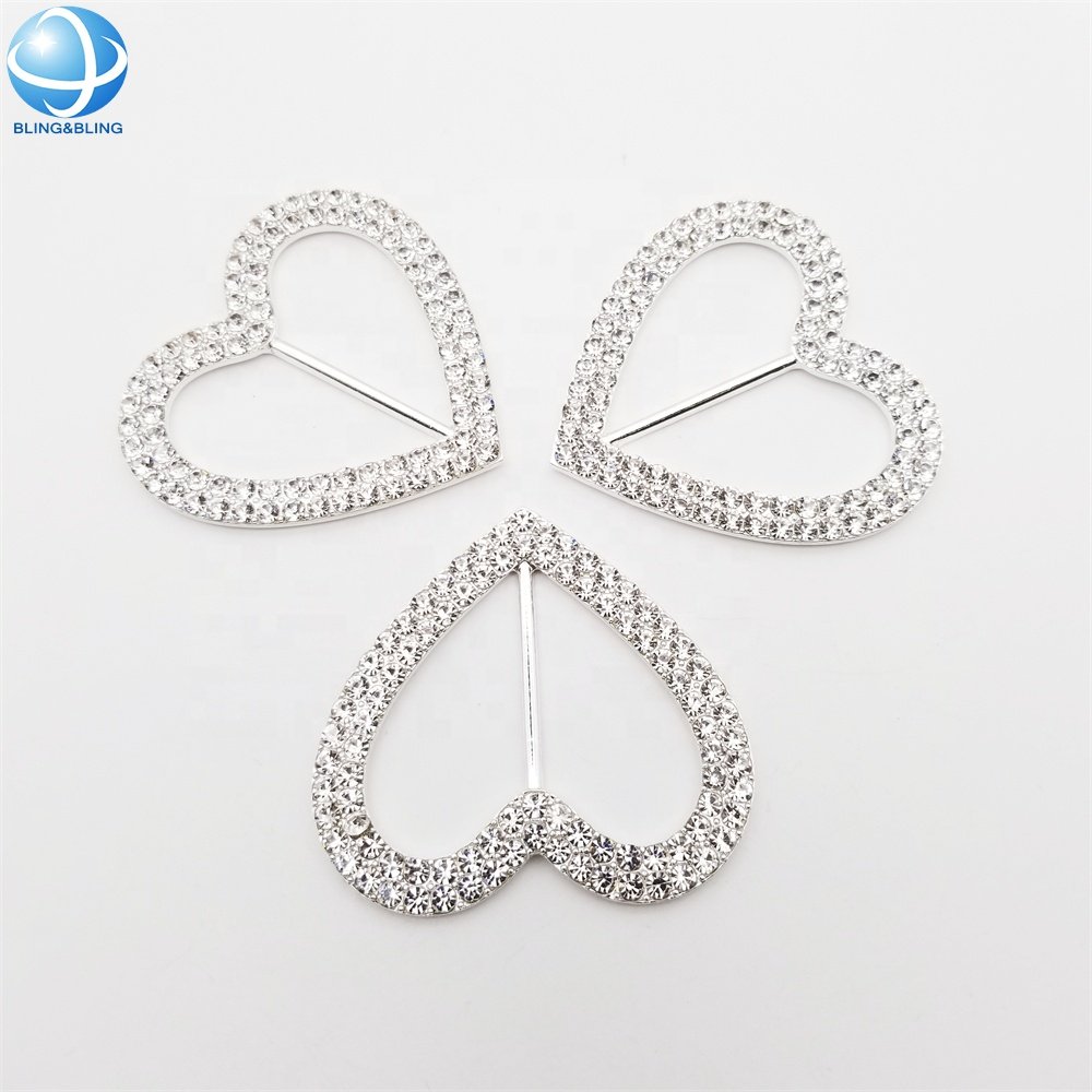 Factory Silver Rhinestone heart bikini connector buckles for women underwear accessories 2022