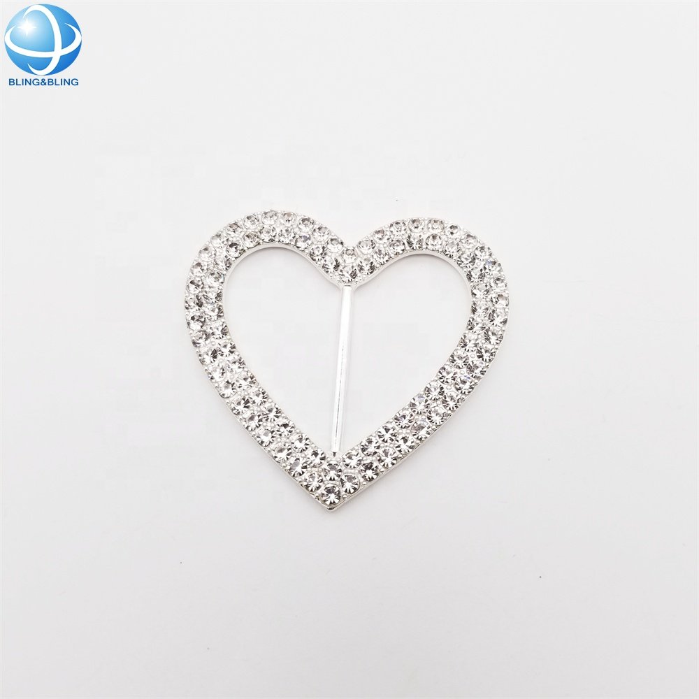 Factory Silver Rhinestone heart bikini connector buckles for women underwear accessories 2022