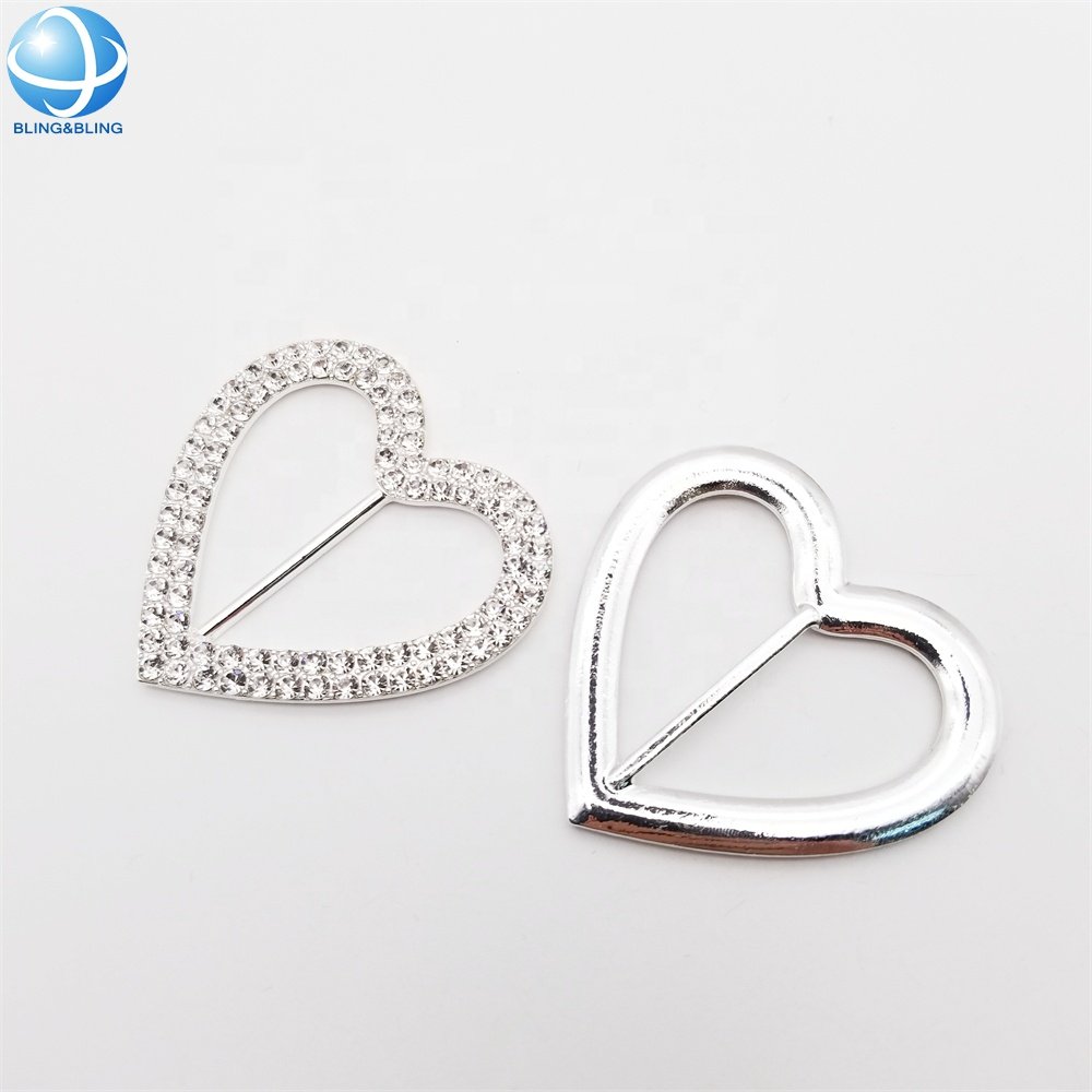 Factory Silver Rhinestone heart bikini connector buckles for women underwear accessories 2022