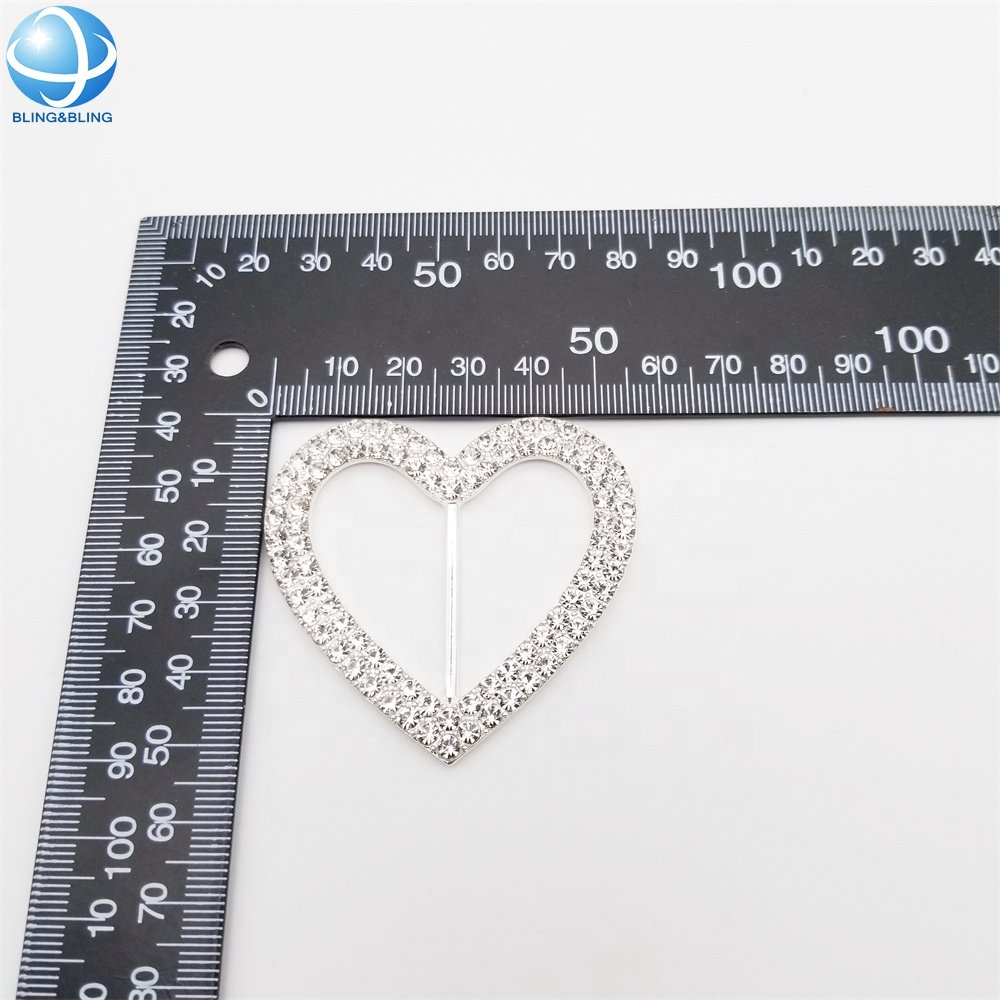 Factory Silver Rhinestone heart bikini connector buckles for women underwear accessories 2022