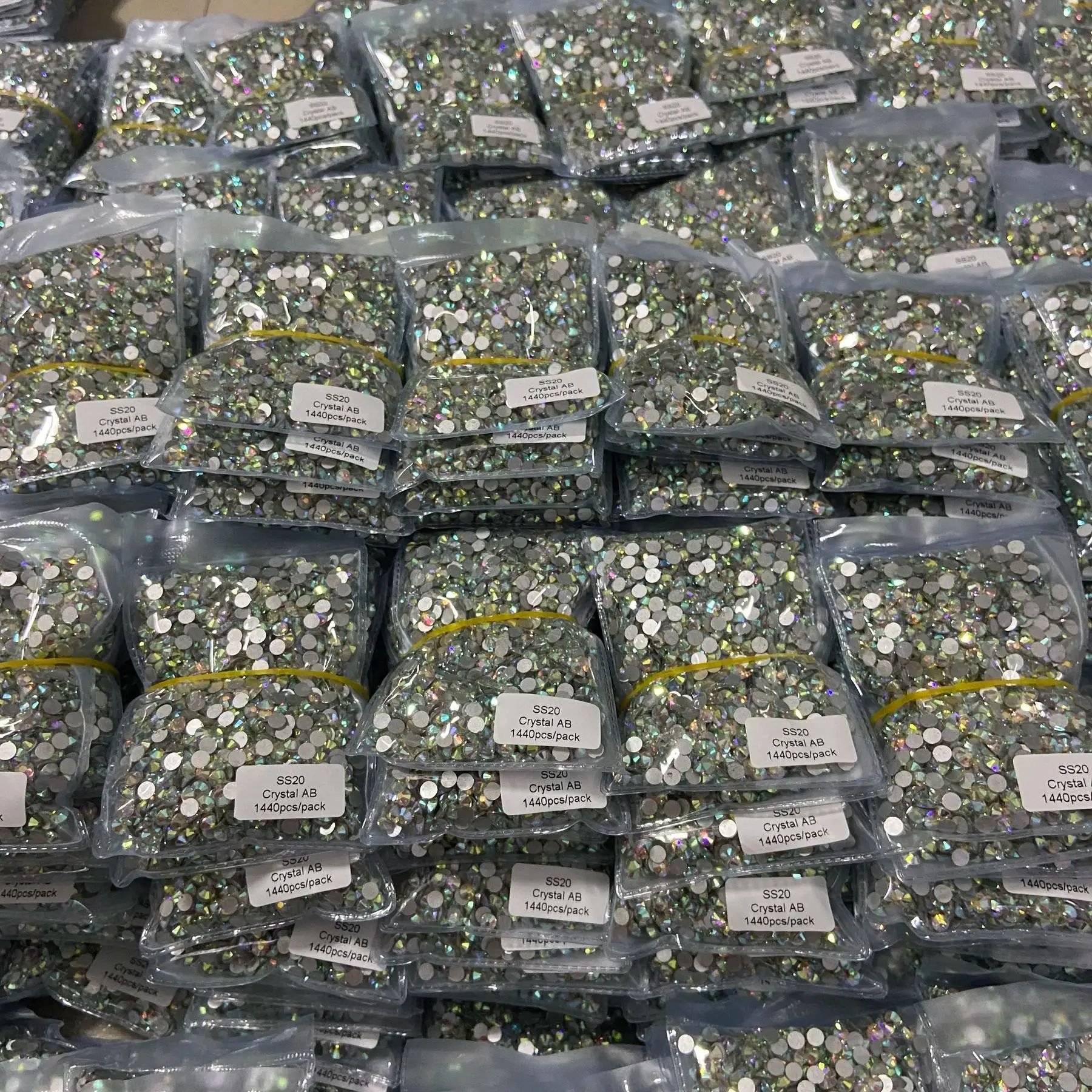 2024 Hot Plastic Bag Packaging SS20 1440pcs Multiple Colors Glass Non Hot Fix Flat Back Rhinestone For Nail Art