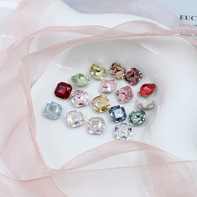 Square shape glass rhinestones point back k9 crystal fancy stone wholesale loose crystal beads for jewelry making accessories