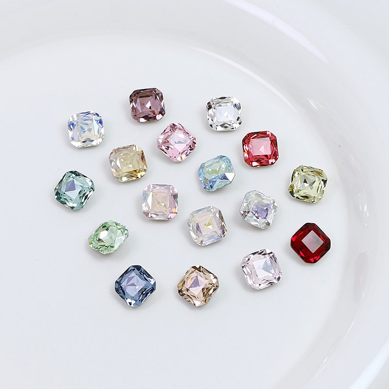 Square shape glass rhinestones point back k9 crystal fancy stone wholesale loose crystal beads for jewelry making accessories